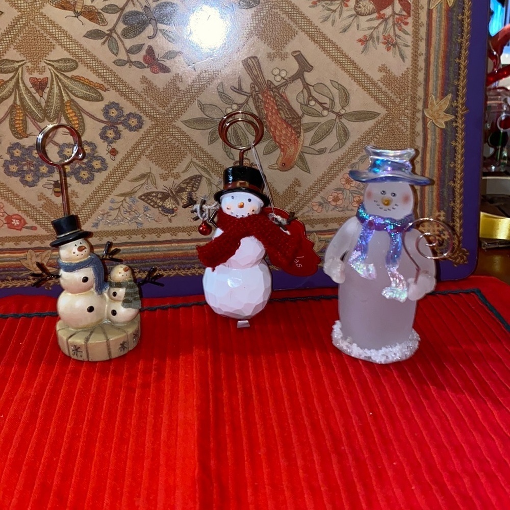 Set of 3 snowman card holders